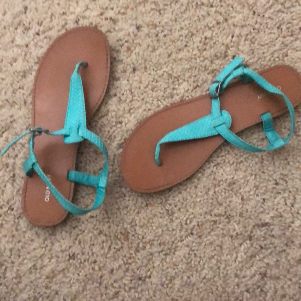 Turquoise thong sandals